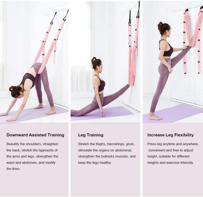 Xemz Yoga Fitness Stretching Strap, Adjustable Leg Stretcher Back Bend Assist Trainer, Improve Leg Waist Back Flexibility Home Gym Equipment for Rehab Pilates Ballet Cheerleading Splits Gymnastics (purple) - Image 4